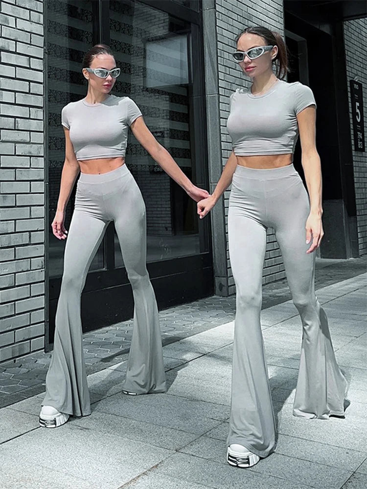 Pamela Crop Top & Flare Pants 2 Pieces Set