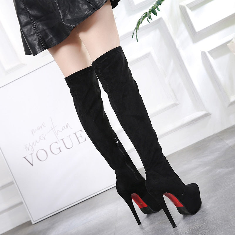 Violett Over The Knee High Heel Platform Boots