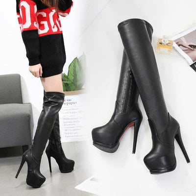 Fiora Over The Knee High Heel Platform Boots