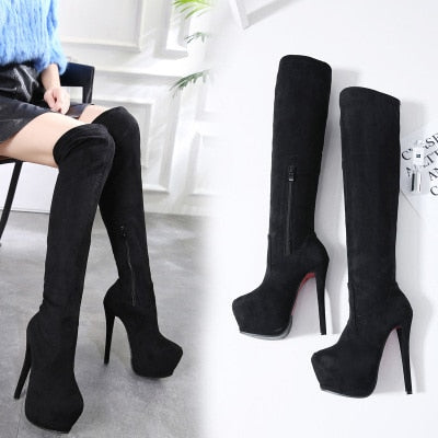 Violett Over The Knee High Heel Platform Boots