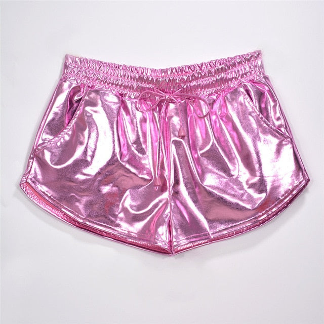 Time To Rave Shiny Metallic Holographic Shorts