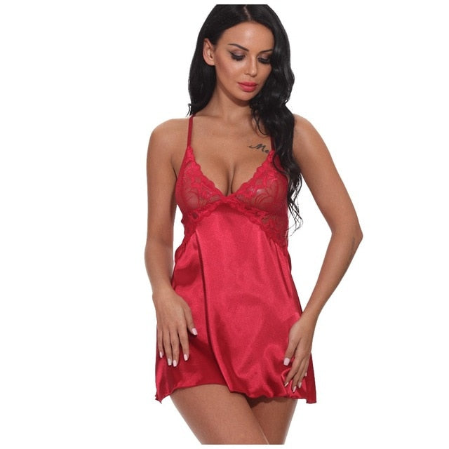 Andi Mesh & Satin Nightgown