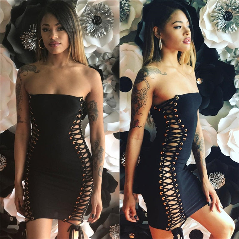 Lace Up Baby! Mini Dress