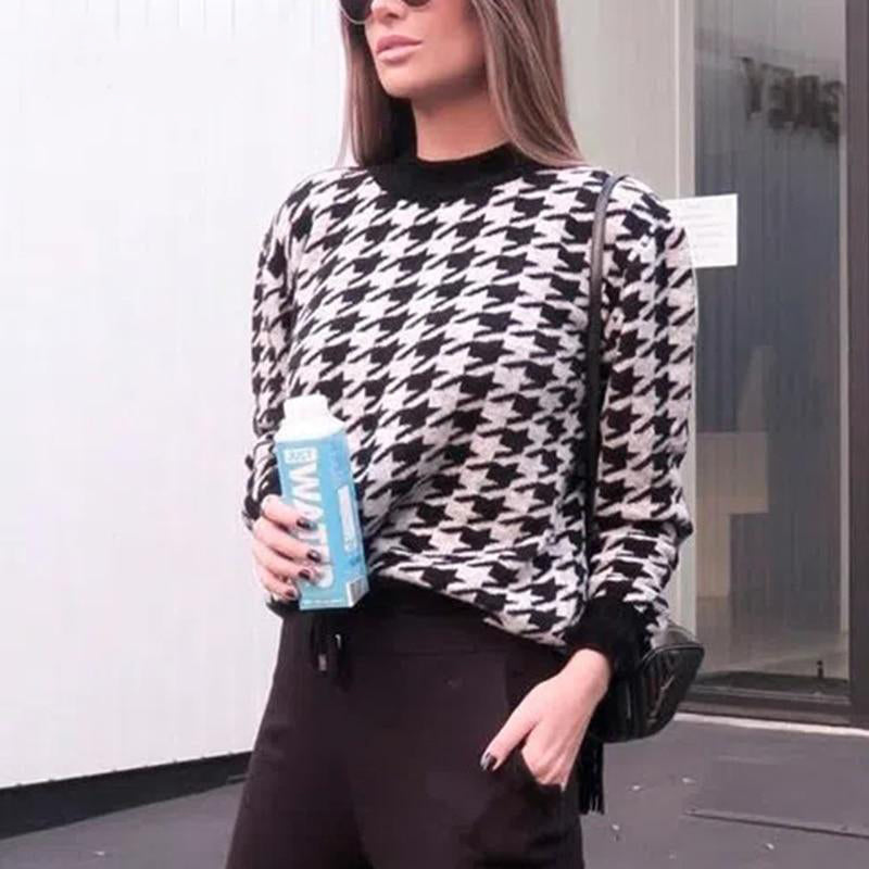 Carli Dogtooth Geometric Knitted Sweater