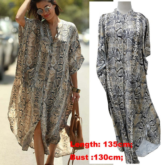 Kaftan Print Beach Cover Up Kimono