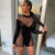 Isela Hollow Out Mesh Long Sleeve Romper